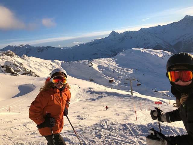 Alex's son Wilfred and Lenni skiing in Berlin