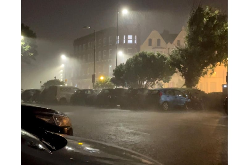Storm 27th July 2021 the scene near Clarence Pier Roundabout by Jamie Harknett. Instagram: @southseastudio