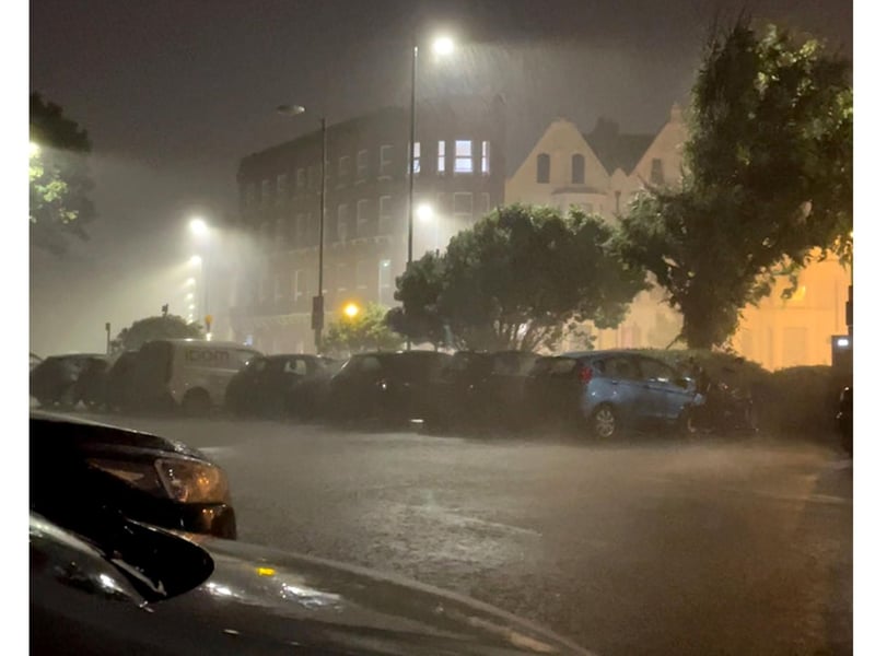 Storm 27th July 2021 the scene near Clarence Pier Roundabout by Jamie Harknett. Instagram: @southseastudio