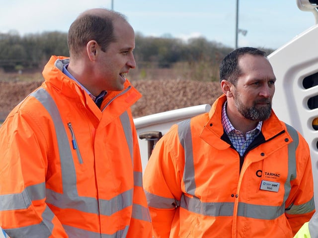 The Duke of Cambridge visits Tarmac's national skills and safety park to officially open the centre.