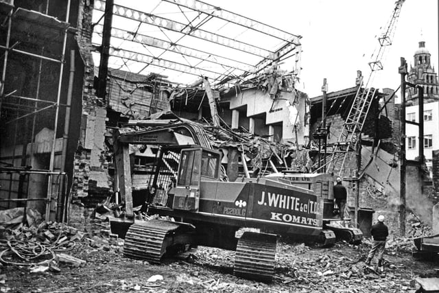 Demolition of the Gaumont Cinema in Sheffield city centre on December 3 1985