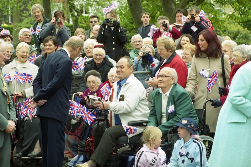 The Queen and Prince Philip met the crowds in Mowbray Park in 2002.