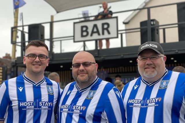 Luke, Steven and Mark Jackson enjoyed a pint at the fan zone before Sheffield Wednesday's friendly against Rayo Vallecano.