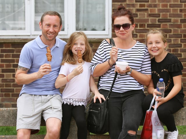 Southsea Food Festival 2017 at Palmerston Road,  Southsea. Laurence Hackney, Chloe 7, Sally Hackney and Molly 10. Picture: Habibur Rahman