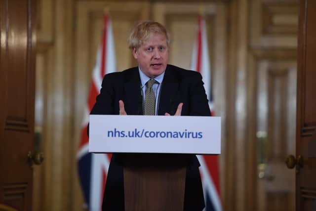 British Prime Minister Boris Johnson . (Photo by Eddie Mulholland - WPA Pool/Getty Images)
