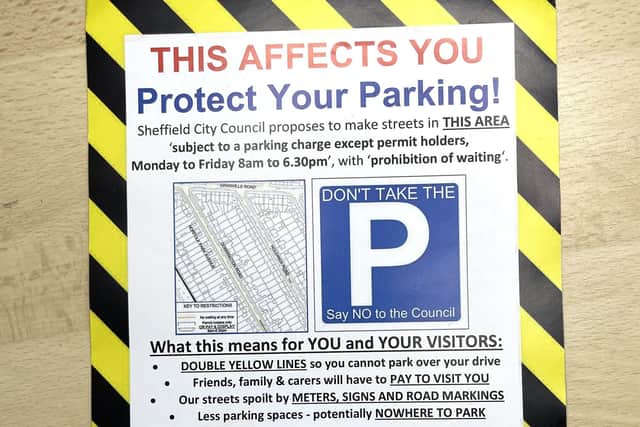 The leaflet distributed by campaigners against Sheffield Council's Park Hill parking scheme.