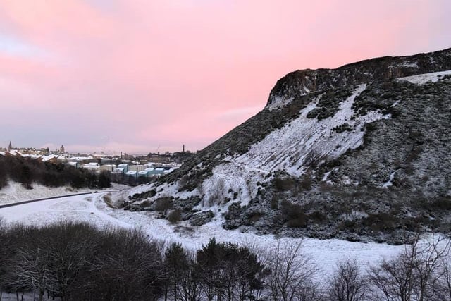 This picture of Arthur's Seat bathed in pink light was taken by Bridget Harris.