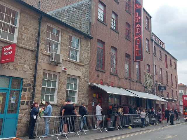 Fans queue for the Def Leppard gig at the Leadmill. Picture: Alastair Ulke