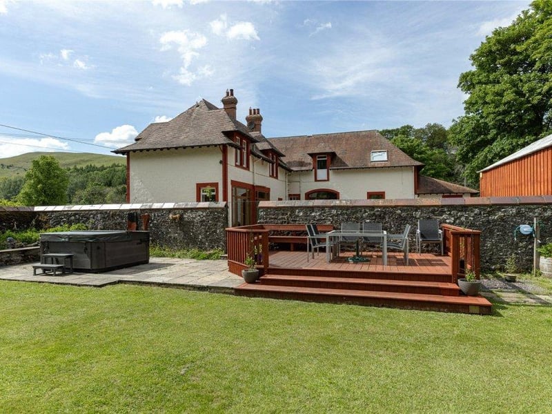 Decking area and hot tub.