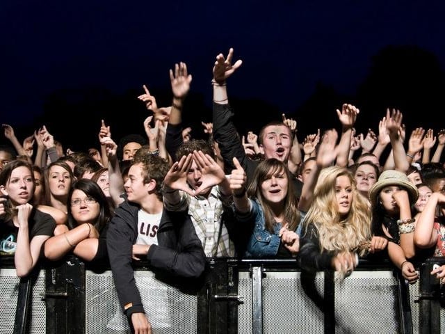 At the front of the crowd at the main stage on Devonshire Green in 2010, where Echo and the Bunnymen and Professor Green headlined.