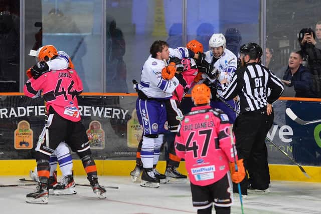 Fisticuffs in the Sheffield Steelers v Glasgow Clan game
