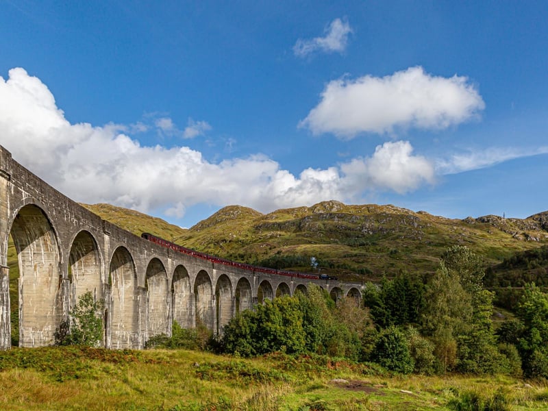 The Glenfinnan Viaduct was one of Scotland's most arresting views before the Harry Potter films made it a destination known worldwide. Don't just stop for a snap though - venture further on the 4km Glenfinnan Viaduct Trail and enjoy more great views of Loch Shiel and visit the 1815 Glenfinnan Monument, dedicated to Jacobite clansmen.