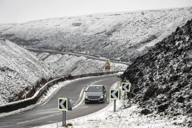 Icy conditions on the Snake Pass near Sheffield.