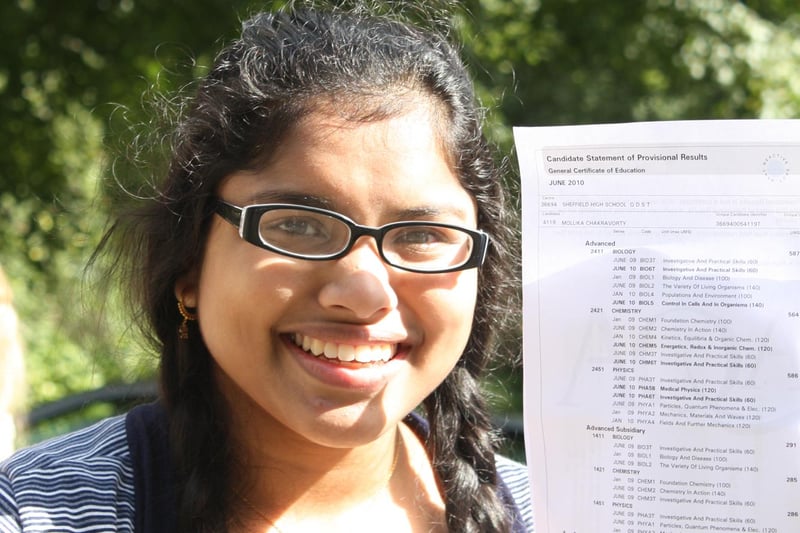 Mollika Chakravorty from Greystones in Sheffield got five A*s at Sheffield High School in 2010 and was off to read medicine at Sheffield University