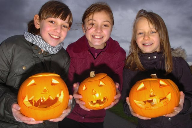 Lucy Pluse  with Holly and Emma Donnelly at the Elba Park Pumpkin workshop organised by Groundwork North East as part of Halloween celebrations. Does this bring back memories?