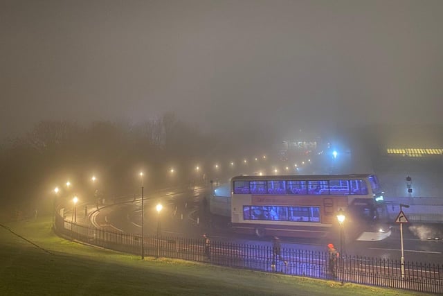 A Lothian bus heading up The Mound in the thick fog. It can't have been too easy driving through the heavy mist that sat in Edinburgh's streets for most of Monday evening.