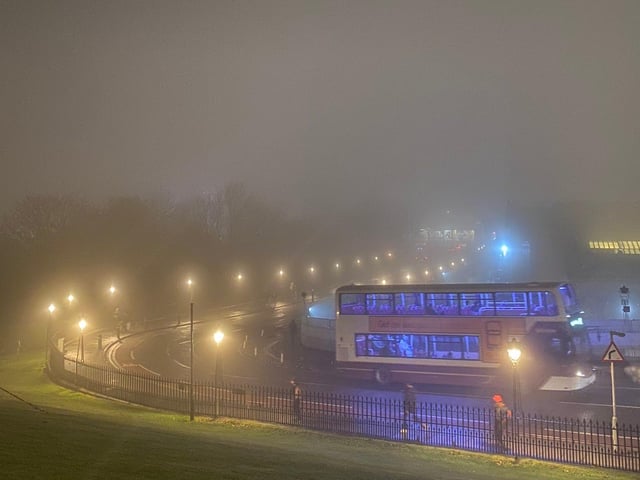 A Lothian bus heading up The Mound in the thick fog. It can't have been too easy driving through the heavy mist that sat in Edinburgh's streets for most of Monday evening.