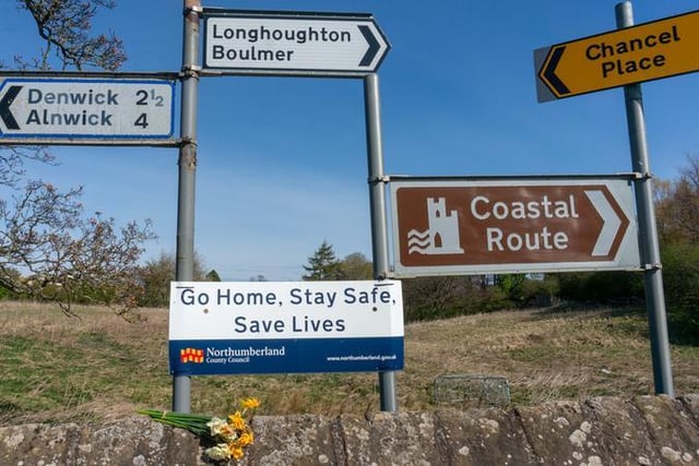 Signs urging people to stay at home sprung up around Northumberland, including this one photographed by Ian Atkinson of Alnwick Camera Club.