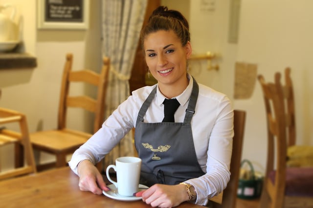 Carly Zubertowski in the cafe at the Old Original Bakewell Pudding Shop in 2016
