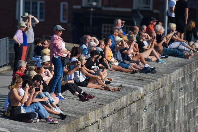 Crowds watch as HMS Queen Elizabeth departs from Portsmouth Naval base. Picture: Finnbarr Webster/Getty Images