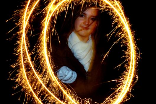 13 year old Keri Anderson with a sparkler in 2005.