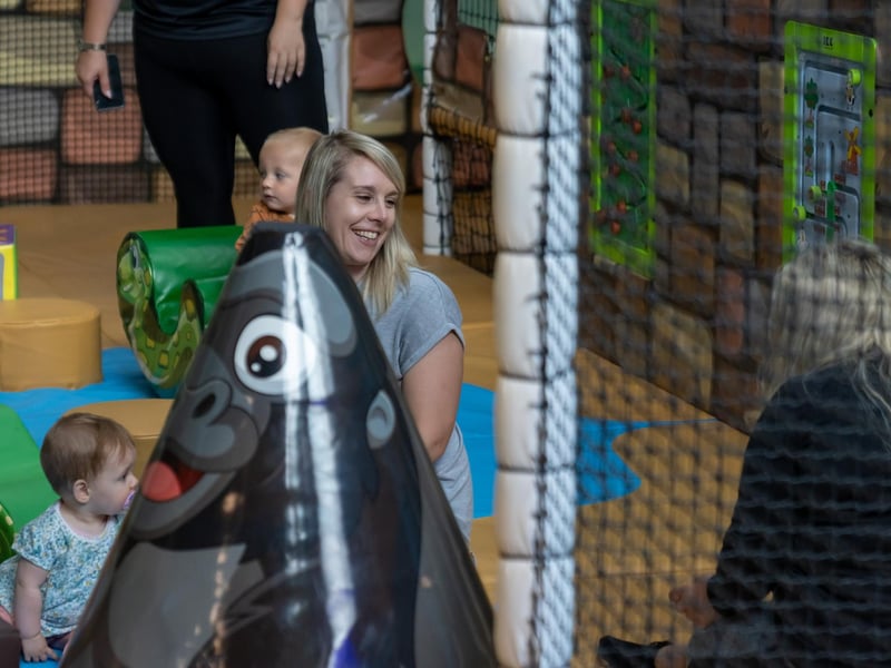 Babies and Parents enjoying the Toddler play area. Picture By: Andy Hornby