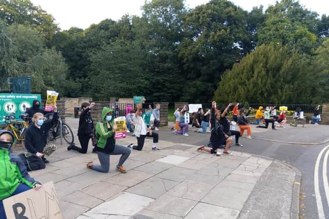 ince June, Take The Knee have met every Wednesday at different locations across the city to kneel peacefully for eight minutes and 46 seconds. The group gathered outside Endcliffe Park on Thursday.