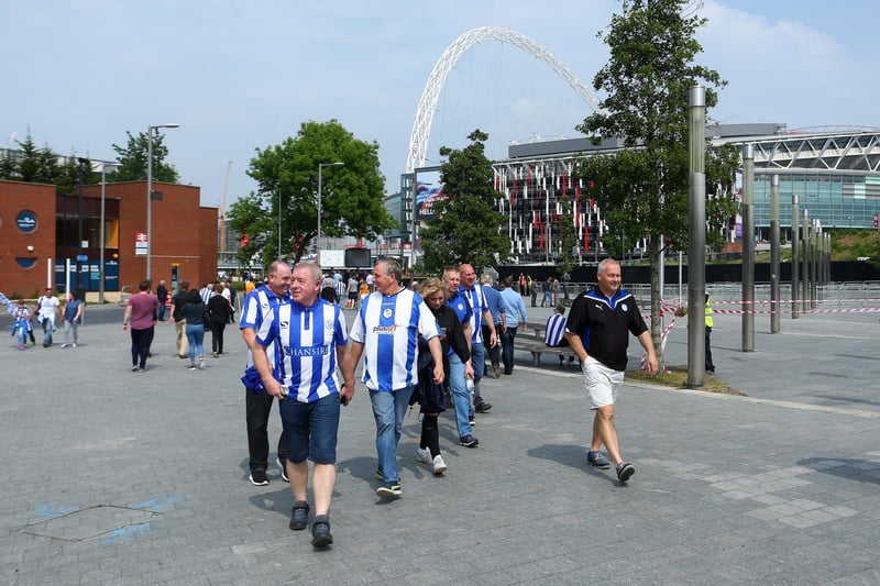 Sheffield fans arrive during the Skybet Play Off Final match at Wembley Stadium.  Philip Oldham/Sportimage