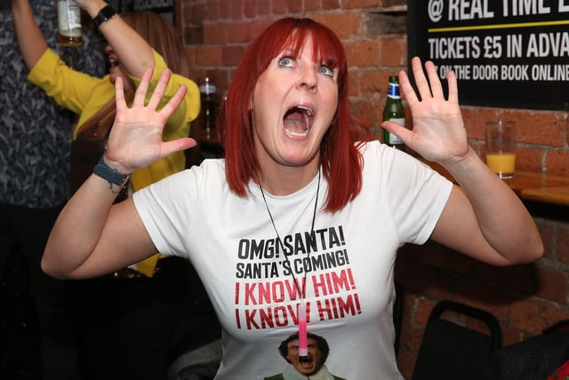 A clubber in a festive T-shirt at the launch party