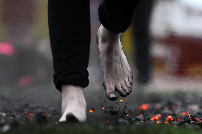 Bare feet ... hot cinders! (Pic Michael Gillen)