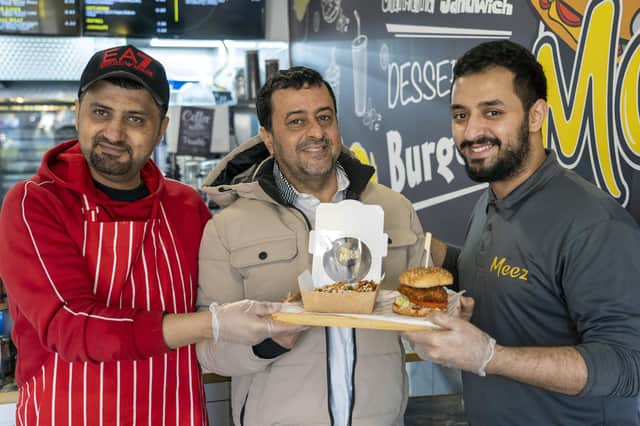 Wadhah Al Afif, Abdul Salam and Tala Alesaei at the Meez restaurant in Burngreave, Sheffield. Picture: Scott Merrylees