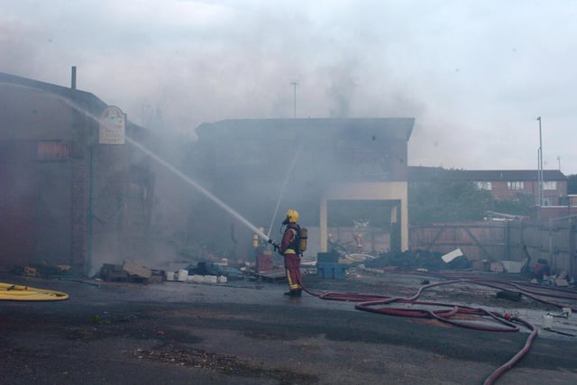 Firefighters at the St Philips fire, in Upperthorpe, in June 2010