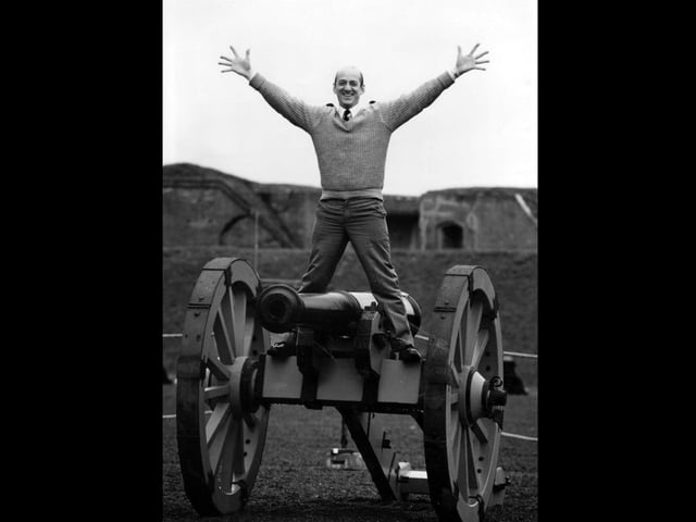 All fired up, Executive officer at Fort Nelson, Phil Magrath, with the replica Serer cannon which is one of the exhibits at the artillery museum that is regularly fired for visitors, 1994. The News PP5734
