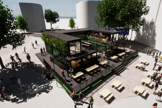 Artist's impression of the plans for Fargate shipping containers.