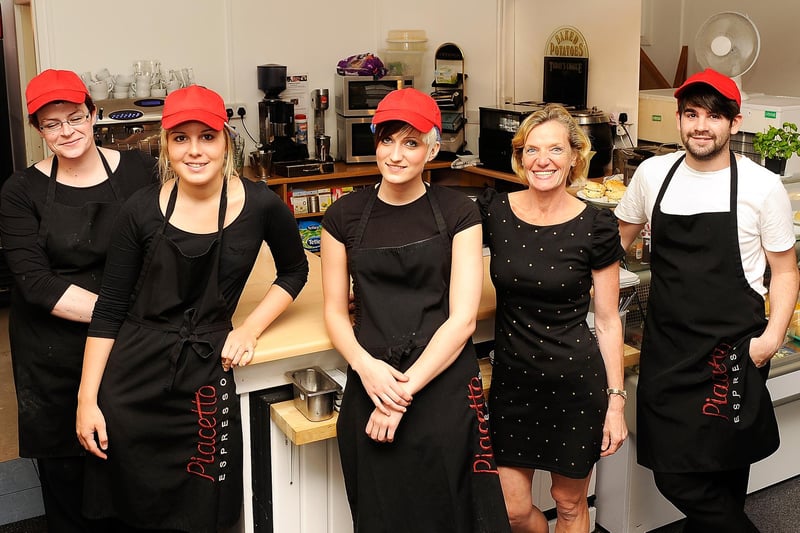 A photo shoot with the staff at the Lang Toun Cafe, Tolbooth Street,  for our Eating Out Guide:  From left: Karen Ballantyne, Becky Sharp, Lauren Menzies, Diane Ward (Prop), Adam Fortune