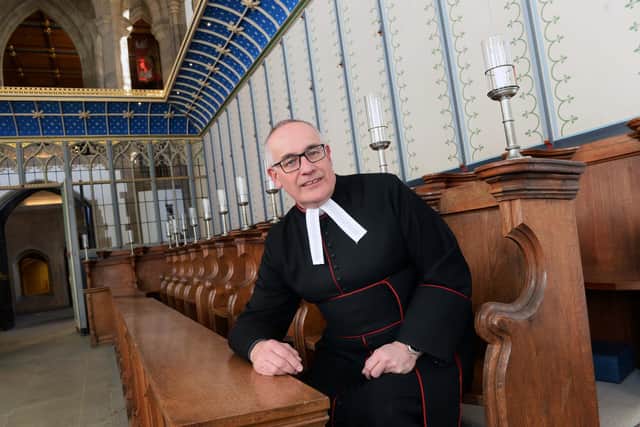 Sheffield Cathedral. Pictured is Reverend Canon,Vice Dean, Keith Farrow in the Chapel of the Holy Spirit Pic Steve Ellis