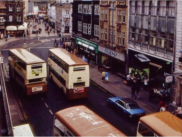 Buses in St Sepulchre Gate in the 1980s.