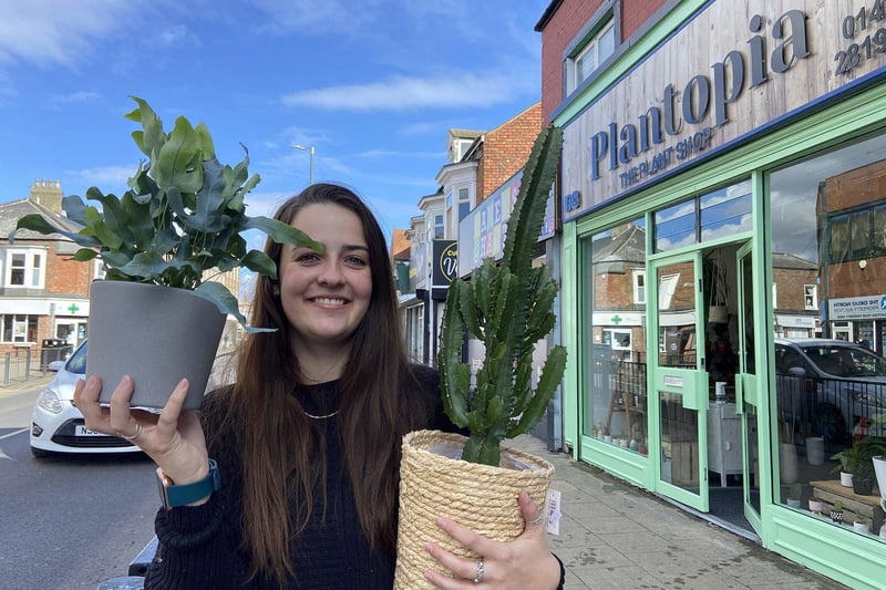 Emily Vaughan outside of Plantopia, York Road as the shop opens for the first time in months. Picture by Frank Reid
