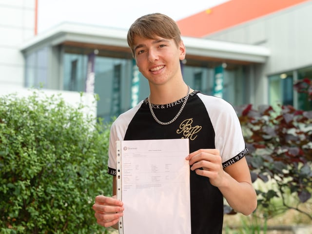 Edward Ralls collects his results at Fareham College. Picture: Keith Woodland