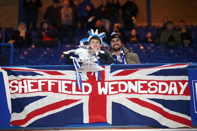 Owls fans pose before the FA Cup fourth round match against Chelsea in January 2019.