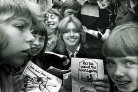Olivia Newton-John pictured at High Storrs School, Sheffield, July 14, 1973