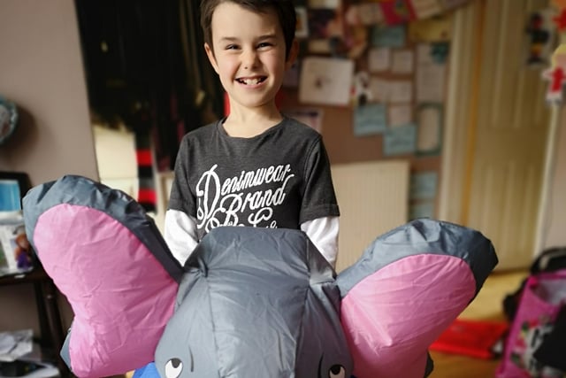 Max Chamberlain, 8, dressed up as the Elephant in the Garden for World Book Day at Fernhurst Junior School in Portsmouth and was awarded a certificate for his costume.