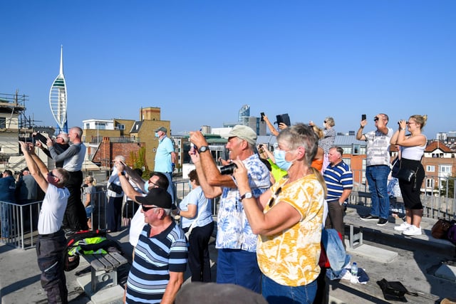 Crowds watch as HMS Queen Elizabeth departs from Portsmouth Naval base. Picture: Finnbarr Webster/Getty Images