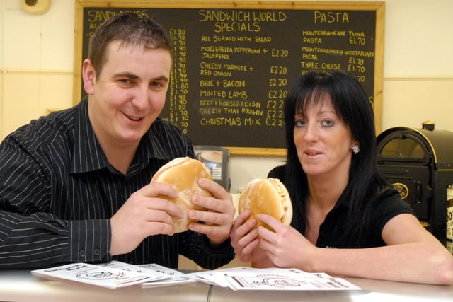 Wayne Gibson and his sister Danielle Gibson were pictured at Sandwich World in Hudson Street 13 years ago - and look at the list of superb sandwich choices behind them!