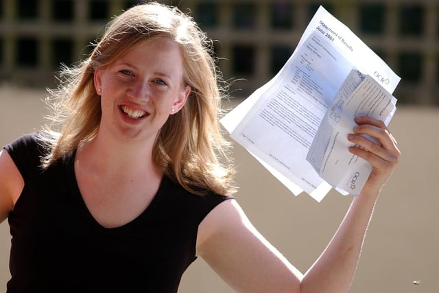 Deaf student Abi Huxtable(18) from Southsea who going to Reading University to study psychology after receiving the A level grades she needed from Portsmouth College in 2004. Picture: Steve Reid (044149-32)