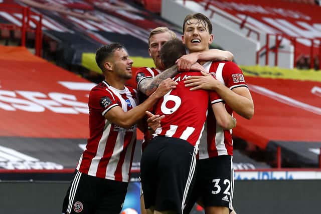 Sheffield United's Sander Berge celebrates scoring his side's first goal of the game during the Premier League match against Tottenham Hotspur at Bramall Lane: Jason Cairnduff/NMC Pool/PA Wire.