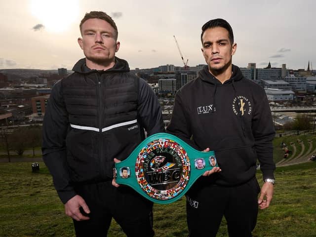 Sheffield, UK: Dalton Smith and Jose Zepeda face off for the 1st time ahead of theirWBC International Super Lightweight Title fight on Saturday night.19 March 2024Picture By Mark Robinson Matchroom Boxing