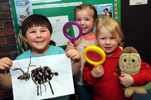 Adam Goff, Holly Dusher and Katie Chisholm at Busy Bees Nursery, Cleadon Village where they were working with the Wildlife Trust in this 2015 scene. Does it bring back memories?