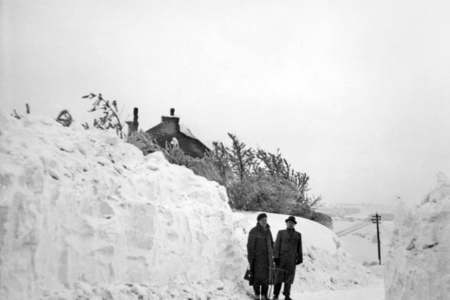 A snowy scene in Fulwood, Sheffield, in 1947. Photo taken at Overdale/ Fulwood Heights, Harrison Lane