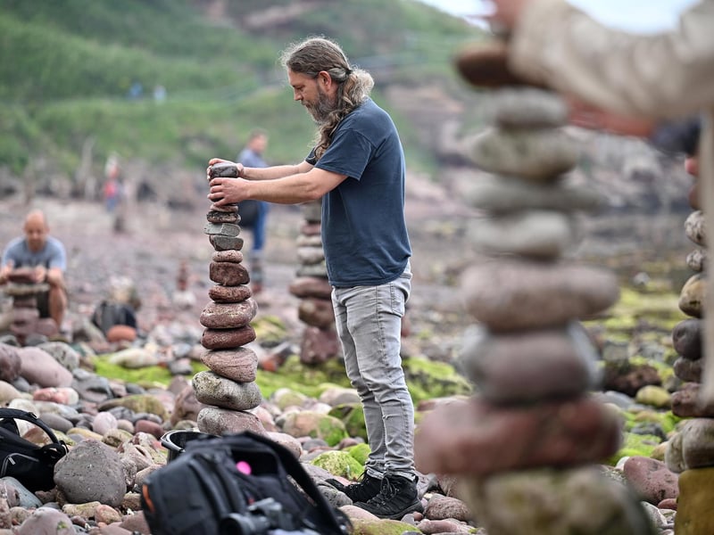 A competitor takes part in Europe's largest championships for all Stone Stacking and Rock Balancing enthusiasts and artists.